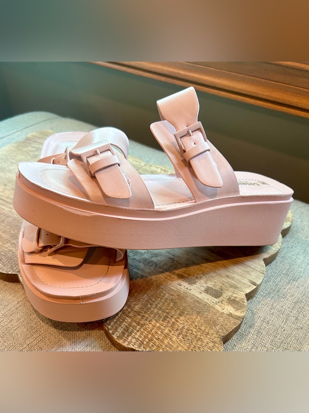 Cushionaire - Platform Buckle Slide Sandals
